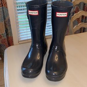 HUNTER Original Short Gloss Rain Boot Women’s Dark Slate Grey Sz8